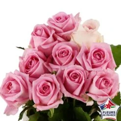 Botte 10 Roses ''Fleurs De France'' H.50cm Coloris Variables -Feuilora Soldes Boutique 907464 004