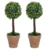 VIDAXL Plantes De Buis Artificiel 2 Pcs Avec Pots Boule Vert 56 Cm -Feuilora Soldes Boutique e7ee342420d677f8